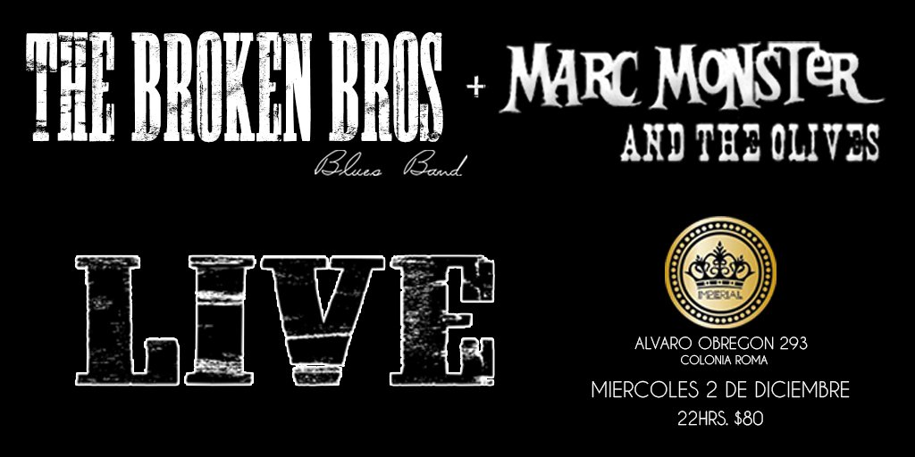 TheBrokenBrosBB's tweet photo. Miércoles 2 de diciembre @TheBrokenBrosBB Live!!! En @elimperialclub #miércolesdeblues #blueslive #Blues https://t.co/1Q2gfD3vbN