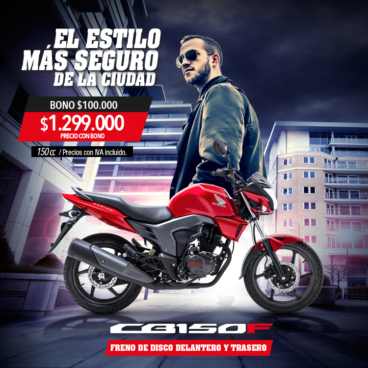 HondaMotosChile's tweet photo. El estilo más seguro de la ciudad lo tiene la #CB150F, ¡aprovecha nuestro bono y llévatela a un precio espectacular! https://t.co/Oc2V0ceFka