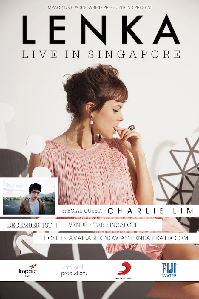 It's <a href="/LenkaMusic/">Lenka Kripac</a> live in Singapore tonight at <a href="/TABsingapore/">TAB</a>! Featuring @wherewascharlie! Get your tickets!