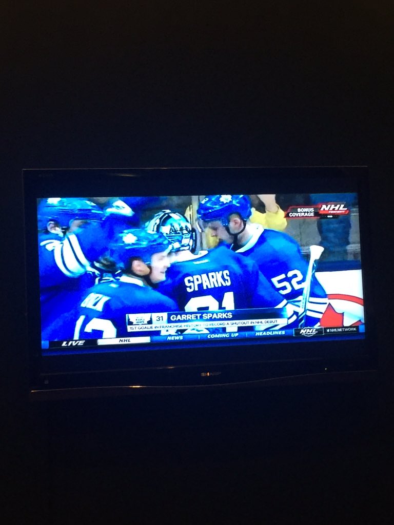 fimck11's tweet photo. S/O to @GSparks40 for his NHL debut AND making leafs history w/ a shut out! #MissionKid #IKnowHim https://t.co/98rl56MdcU