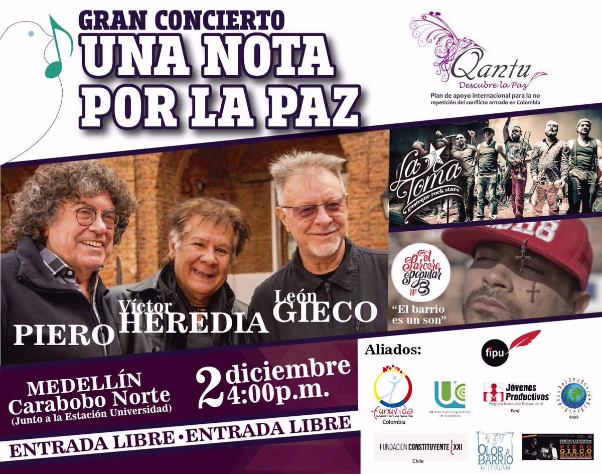 Telemedellin's tweet photo. Una invitación de @Funuvida en @ConVosTM ¡A vivir la paz con #UnaNotaPorLaPaz! ((Al aire)) https://t.co/Va1mpRVarw https://t.co/5Ra1plKX1g