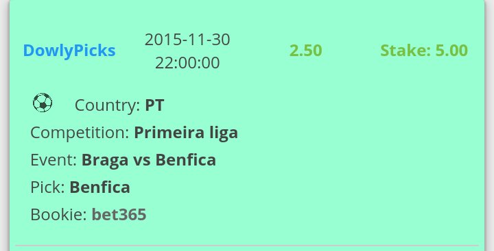 dowly_picks's tweet photo. Increíble día hoy en @tip4bet Plenazo y todo verde!! Esperemos más así 🍀💰 https://t.co/Gbha2iZnMP