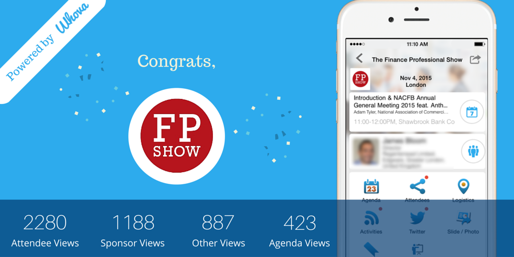 WhovaSupport's tweet photo. Congrats, @FP_show! #FPShow2015 was a success! Thank you for choosing #Whova be a part of your great event. #FPShow https://t.co/0jbhKynxge