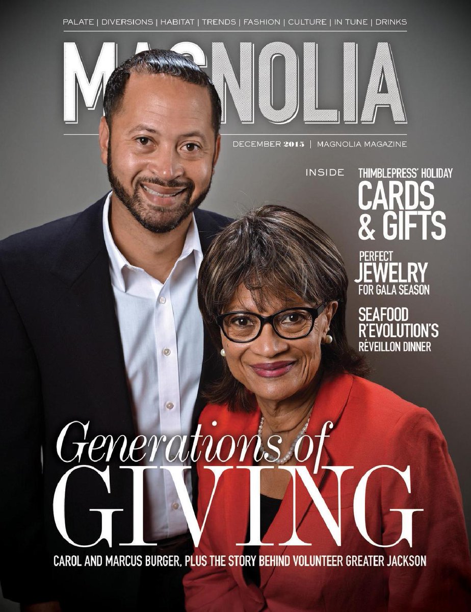 magnoliaTCL's tweet photo. Love our pretty #December cover featuring Carol & @MarcusBurger! #UnitedWay @VolunteerJXN #GenerationsOfGiving https://t.co/1ye5JW6Jme