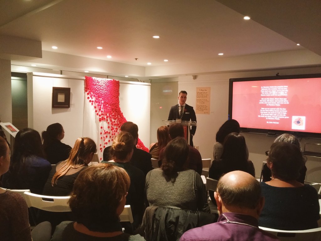 Flanders_100's tweet photo. David Smythe shares our class' thanks to everyone who has participated in presenting In Flanders Fields @ 100. https://t.co/vCsAmqMPtW
