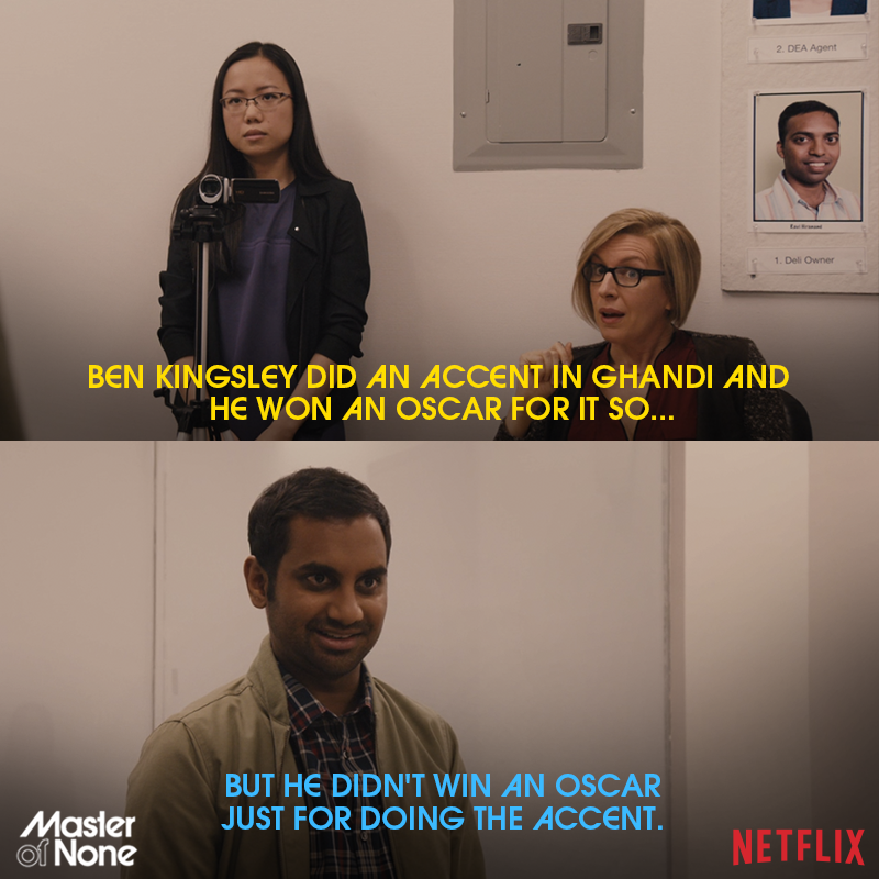 masterofnone__'s tweet photo. It wasn't an Oscar for best Indian accent. #MasterofNone https://t.co/VkF2IQPutl