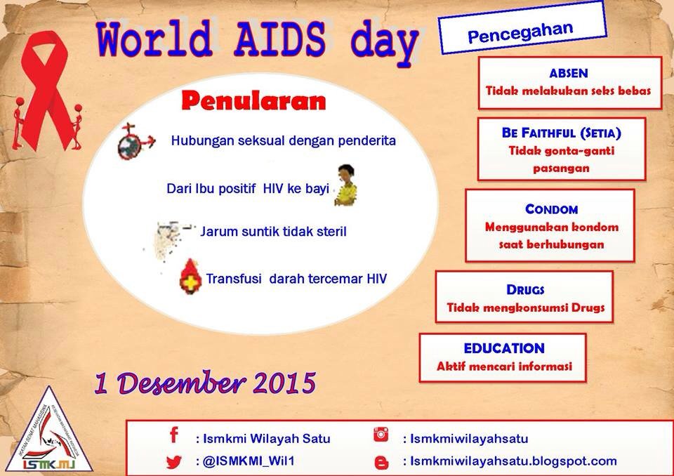 ISMKMI_wil1's tweet photo. World AIDS Day @Ahmad_tohari @asyerasurbakty @johanissaputra @wawahida @rantiyulianap @Nadyaafifah https://t.co/3hOElI8rdv