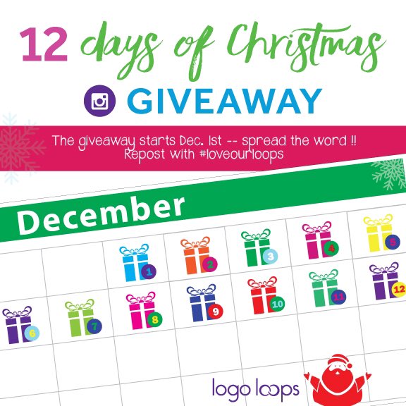 LogoLoopsLLC's tweet photo. #12daysofloopsgiveway starts tomorrow. Follow @LogoLoopsLLC on Instagram to be be eligible to win #loveourloops https://t.co/jKlWvYdOMD