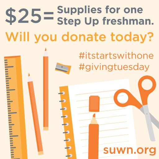 suwn's tweet photo. It's #GivingTuesday! Can you donate $25 to supply 1 girl with Step  Up supplies for 1 year? https://t.co/3Fh2Byd241 https://t.co/H3zicHjzEd