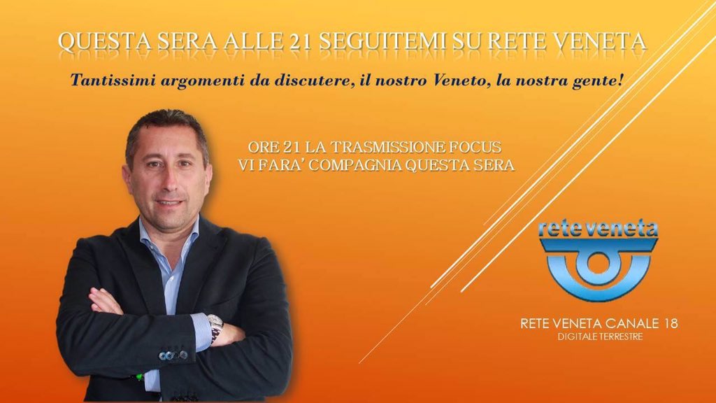 GForcolin's tweet photo. QUESTA SERA ORE 21 SARÒ OSPITE A "FOCUS" SU @ReteVeneta @ppdt @fedemene1975 @talongiovanna @graziano_be @marinluca1 https://t.co/w6AC8FWcWa