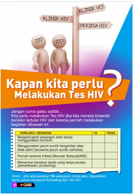 Jgn cm galau sob..Klo khawatir brisiko trinfeksi HIV, buruan cek skrg. Atau jawab pertanyaan berikut #Perilakusehat