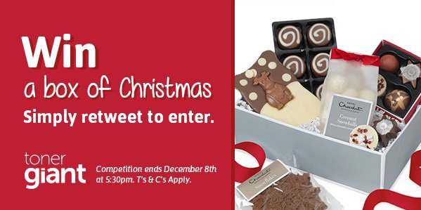 TonerGiant's tweet photo. #WIN a Box of Christmas!

Simply RT &amp; follow to enter by Tue 8th Dec 5.30pm. 

T&amp;C's https://t.co/3tFPttmTxg https://t.co/ke2hfwSXzJ