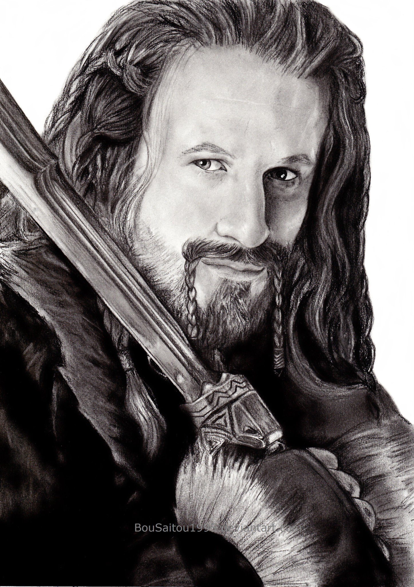 Happy birthday ~ Best wishes from my sister and me :3
(Dean O\Gorman as Fili; Charcoal on thick paper) 