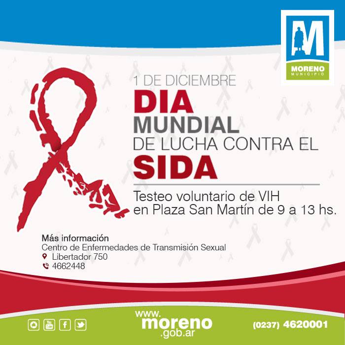 #DiaMundialSida
 “Día Mundial de la Lucha contra el Sida". Stand informativo y testeo de VIH en la plaza San Martín
