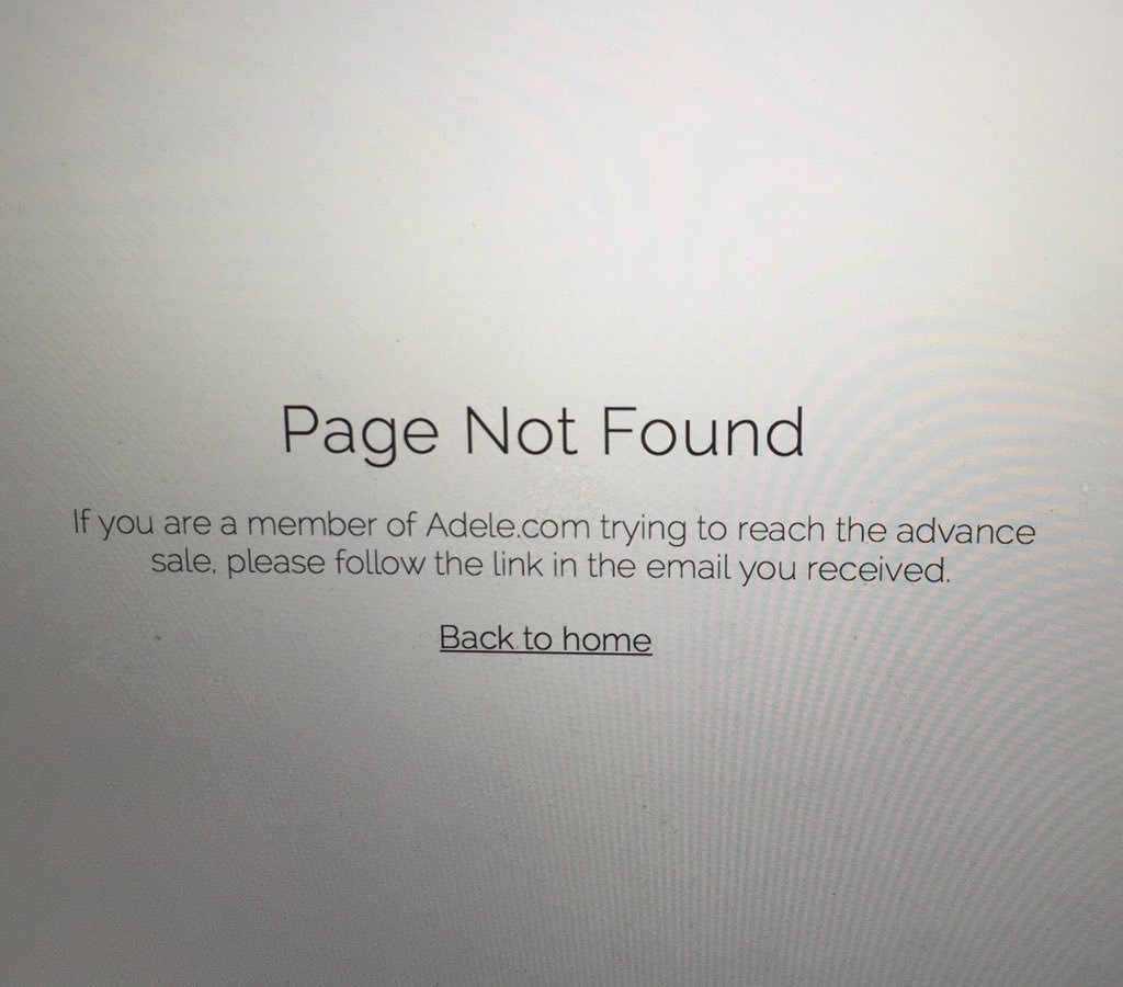 katratcliffe's tweet photo. @songkick waited in the queue for @adele tickets for 2hrs 45 minutes only for the screen to change to this https://t.co/oI7rWxSBEC