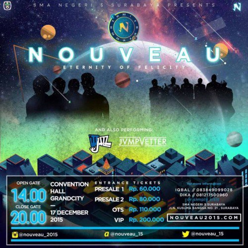 eventyuk's tweet photo. https://t.co/QrliPCPEGs Come &amp; Join us! @Nouveau_15 | 17 Des'15 @GrandCitySBY | Tix: 60K - 200K | 083849099028 https://t.co/wIwEWRTBlV