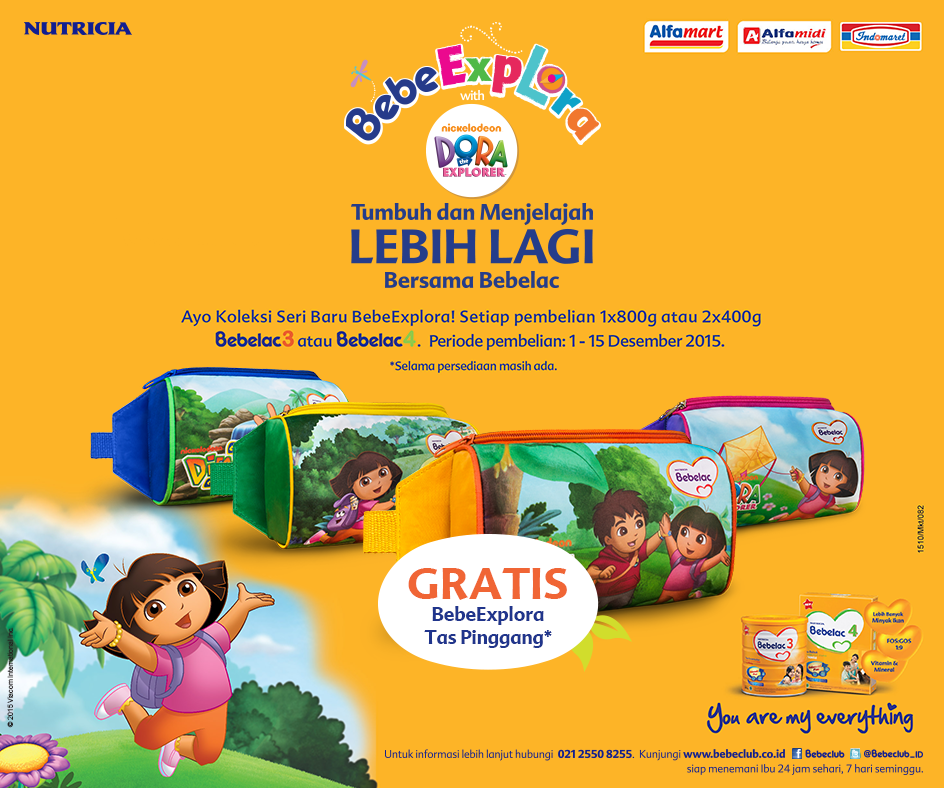 Bebeclub_ID's tweet photo. Dptkan Tas Pinggang Dora dgn pembelian Bebelac 3 atau Bebelac 4, 1x800gr/2x400gr di Minimarket terdekat.#BebeExplora https://t.co/p1a7ZXX3BB