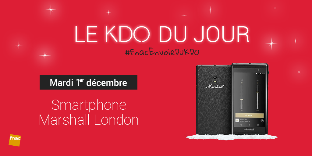 Fnac's tweet photo. [01/12] Tweetez #FnacEnvoieDuKDO pour tenter de gagner un smartphone #Marshall London ! https://t.co/QWoAXh0Oyw 📱🎁 https://t.co/NjN8tnEMRl