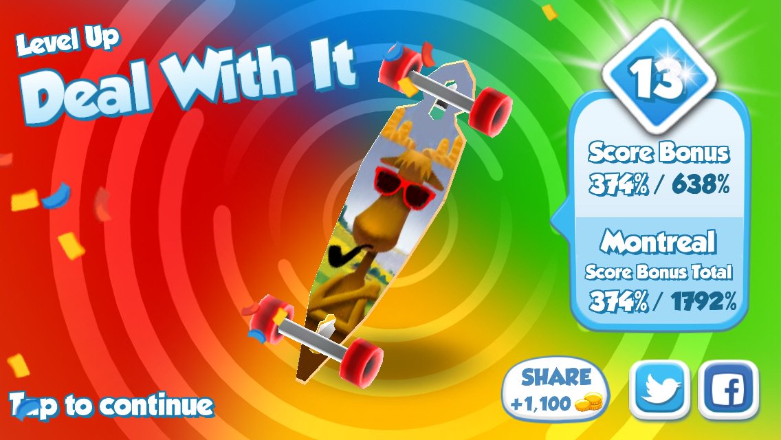suka_dada's tweet photo. I upgraded my Deal With It board to level 13 in #SkylineSkaters https://t.co/t5pfixdyhg https://t.co/PZFCfAxnXW