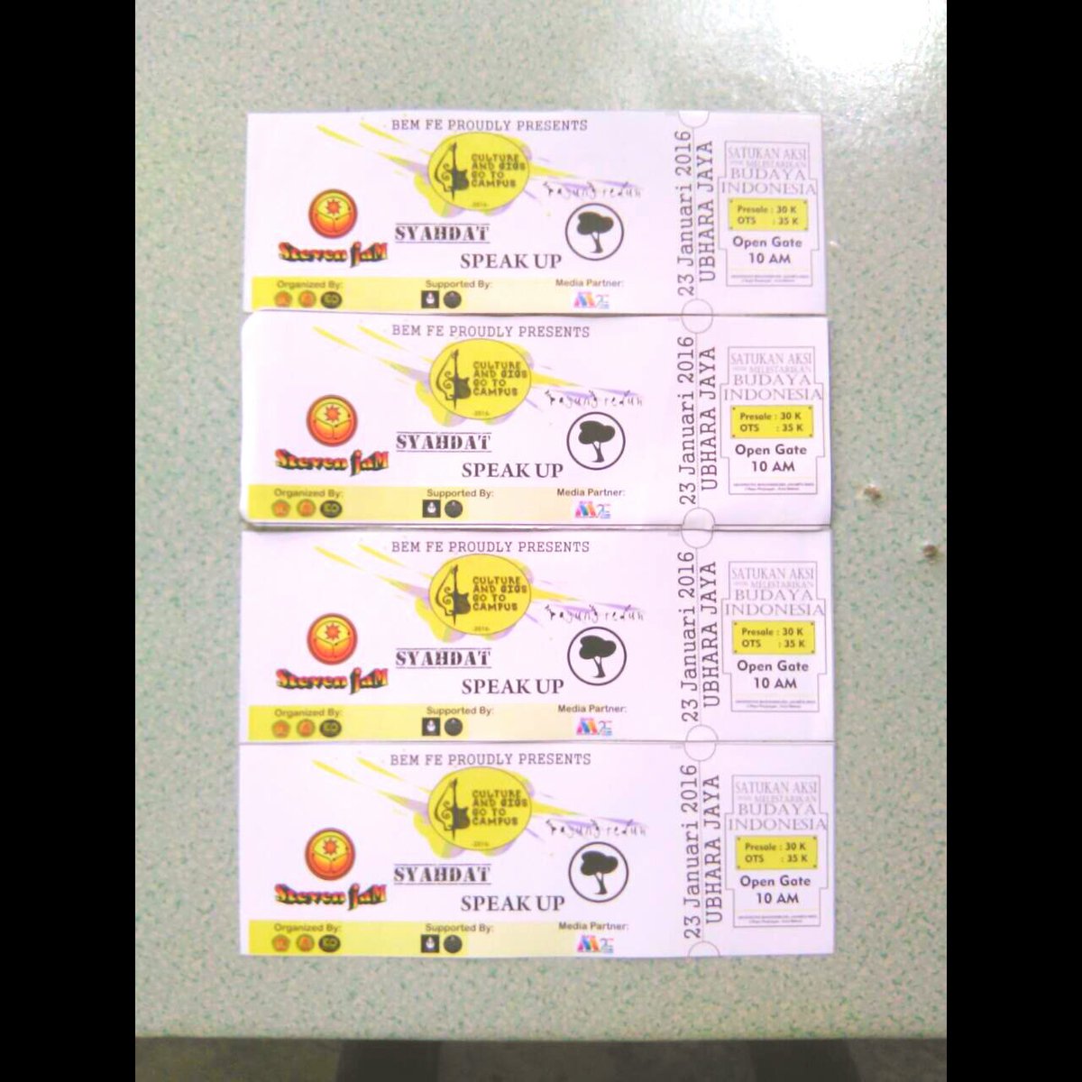 OPEN STAND TICKET PRESALE 10 AM - 08 PM 01 Des-16 Des "CULTURE AND GIGGS GO TO CAMPUS" AT LOBBY BHAYANGKARA BEKASI