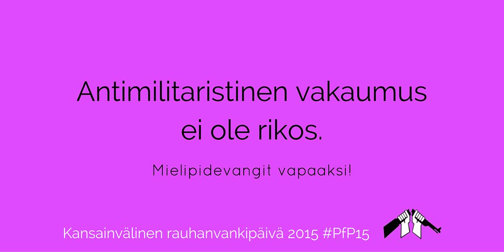 Akl_Wri's tweet photo. Tänään vietetään kansainvälistä rauhanvankipäivää! Lähetä tukiviesti vangitulle: https://t.co/DpuS78YgZ1 #PfP15 https://t.co/LPxYQQrGoA