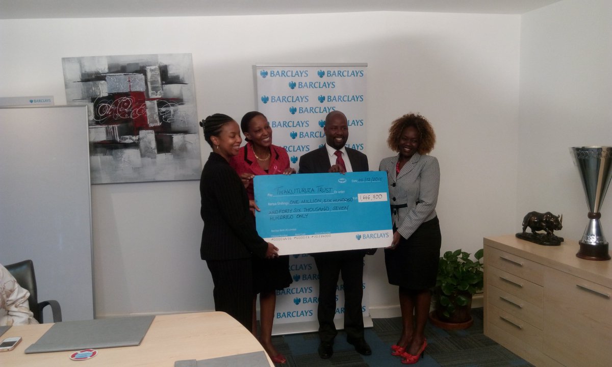 AbsaKenya's tweet photo. Women Network Forum presents a cheque to Twakutukuza Trust. https://t.co/zXLf5jYEtp