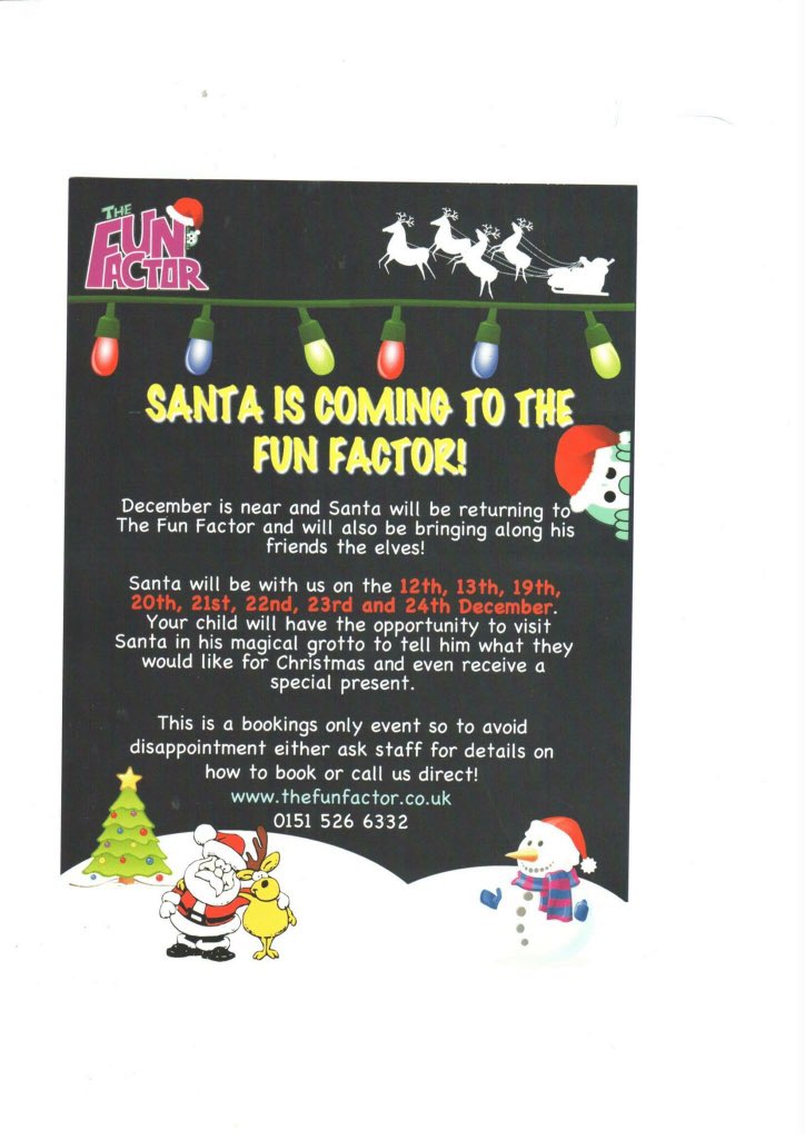 #Santa is returning to #funfactor Be sure to book your child's visit to see Santa NOW on the dates shown below 🎅🏼🎅🏼