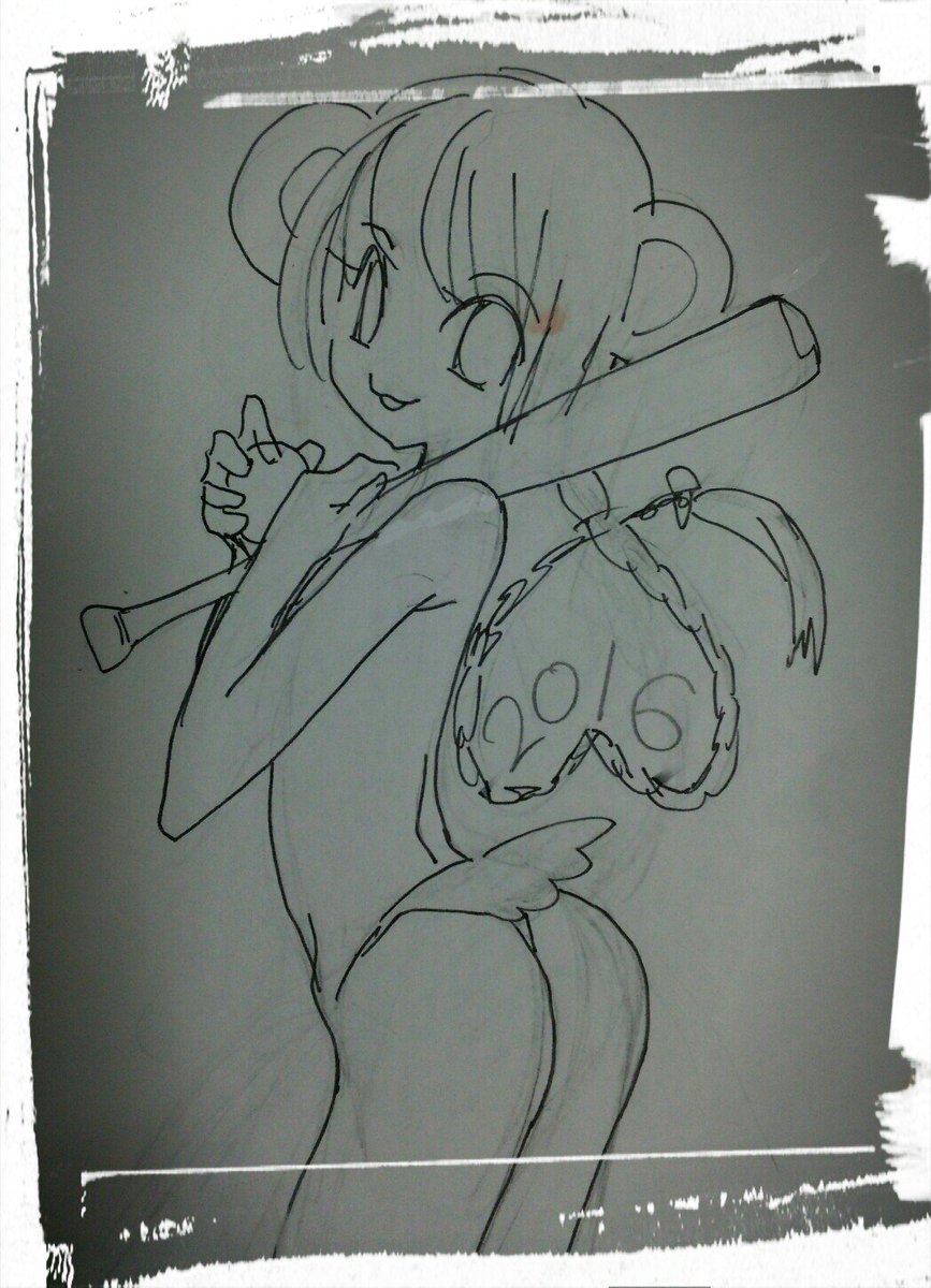 アニメージュ年賀状プレゼントのラフ。よろしければ応募してやって下さいね。もちろん色つき、メッセージ入りになります。 