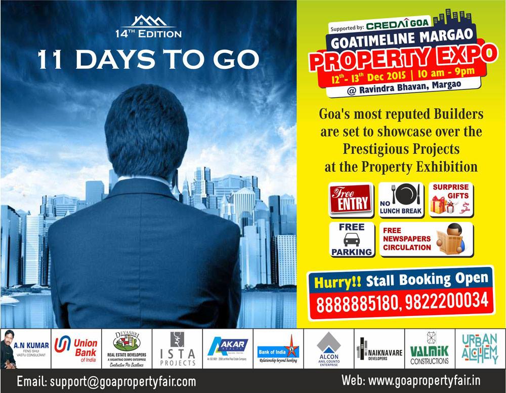manjunathpujari's tweet photo. 11 Days to Go #Goatimeline #Margao #Property #Expo2015
#Exhibition #Builders #prestigiousprojects https://t.co/u70T9qQGIo