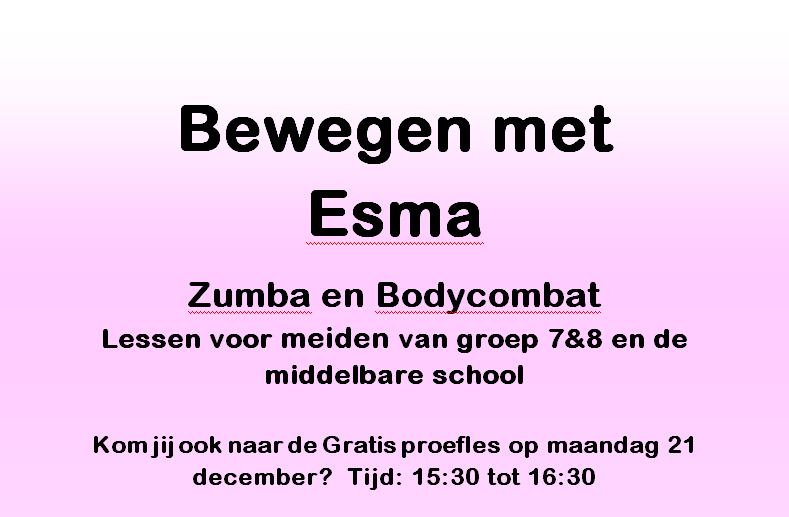 Zumba en Bodycombat bij Kruiskamp Onderneemt! Op maandag 21 december is de eerste proefles. Meer info zie foto