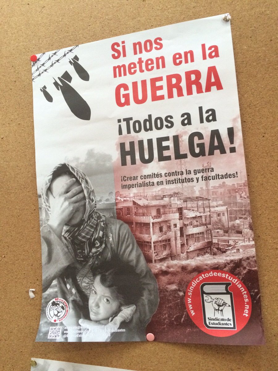 Reparto esta mañana en la UAM contra la intervención en Siria. NO A LA GUERRA IMPERIALISTA.