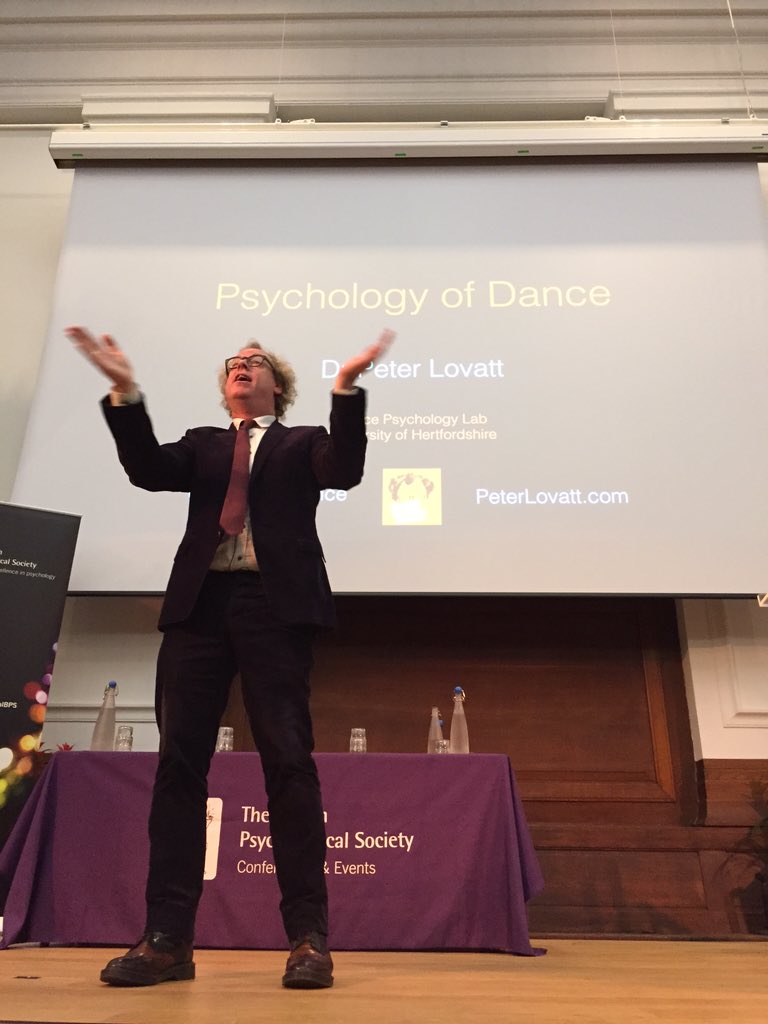 Dr4Smith's tweet image. Peter Lovatt aka @DanceDrDance first up at #psy4stu
