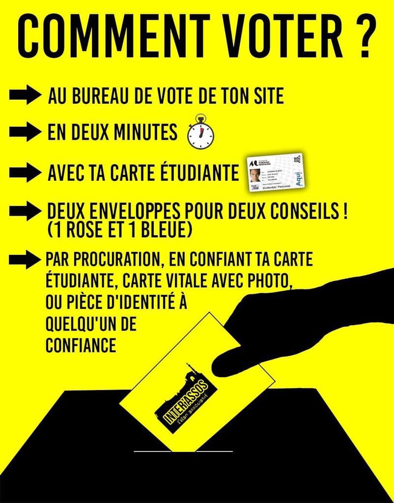 De 9h à 18h, on vote Inter'Assos-Aliénor à l'élection des représentants étud. aux Conseils Centraux d'<a href="/univbordeaux/">Université de Bordeaux</a>!