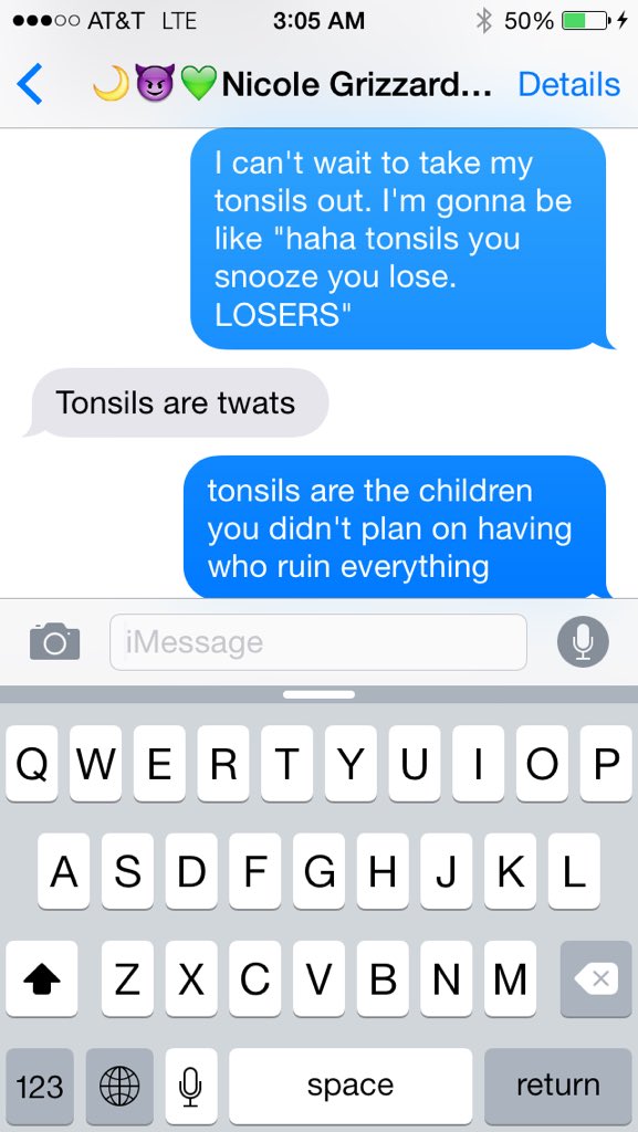 cheylara's tweet photo. Pretty much. #byetonsils https://t.co/wZ2Btggqk0