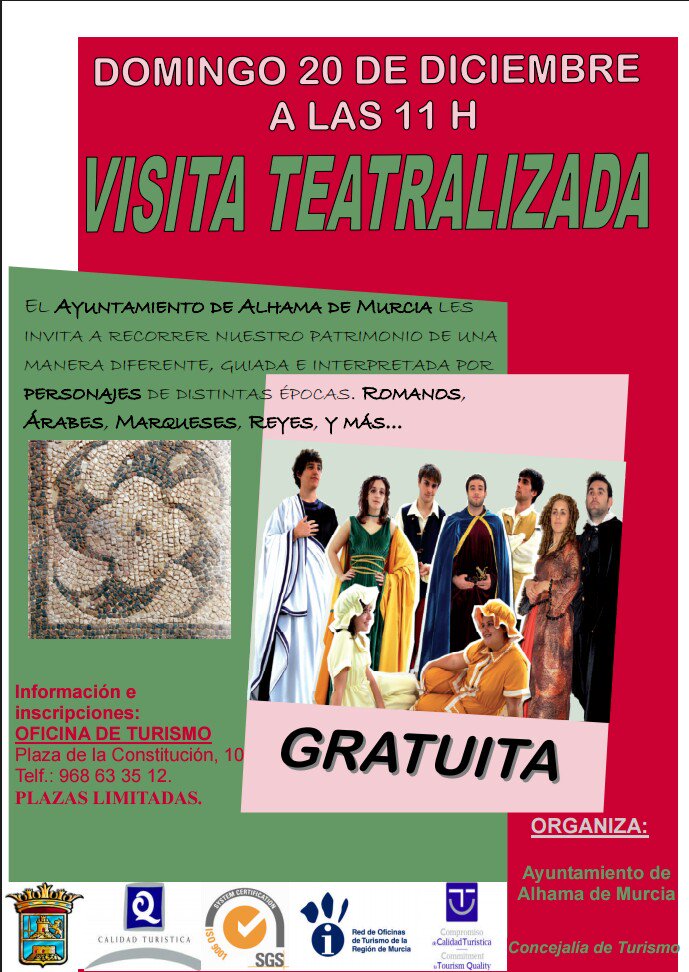 Última #VisitaTeatralizada del año en Alhama de Murcia el próximo 20D ¡Os esperamos! <a href="/AytoAlhama/">Ayuntamiento de Alhama de Murcia</a> <a href="/TurismoAlhama/">Turismo AlhamaMurcia</a>