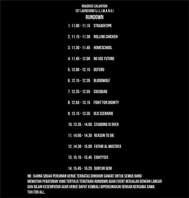 next gigs 1st launching album <a href="/StandingIsOver/">Standing Is Over HC</a> "S.I.L.I.W.A.N.G.I" 
kami on stage jam 11 siang 🙋 
see you gengs🍺🍻