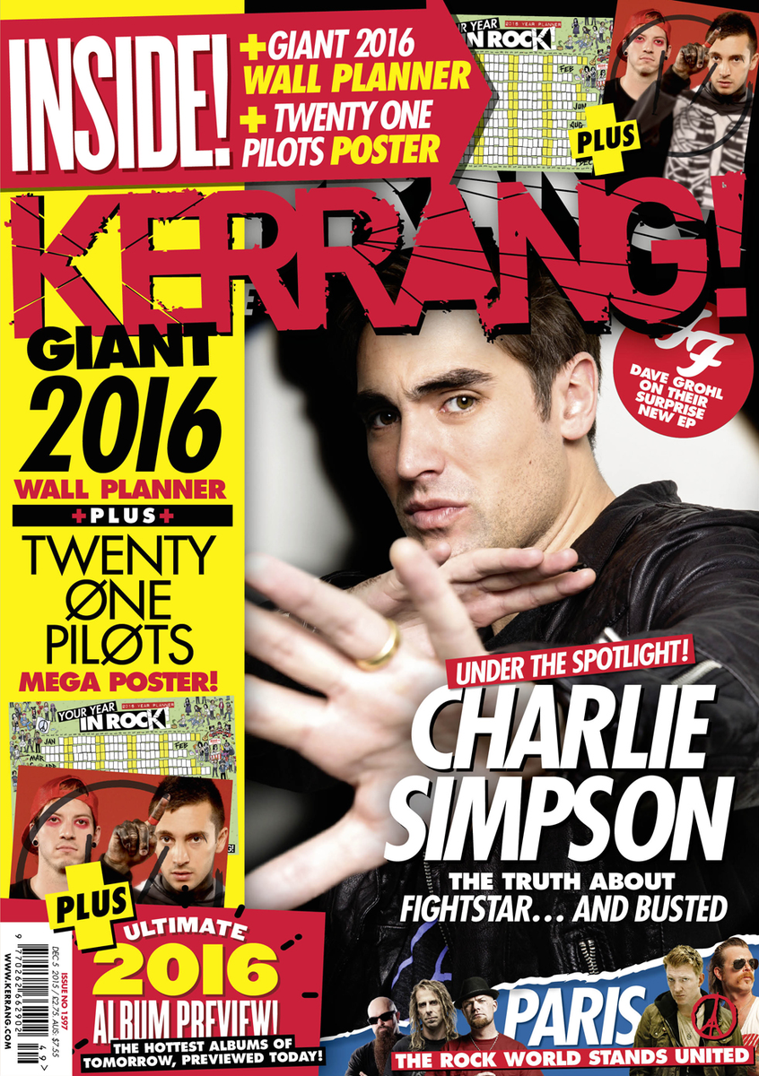 KerrangMagazine's tweet photo. THIS WEEK'S ISSUE! Under The Spolight! Charlie Simpson! PLUS a GIANT 2016 wall planner! https://t.co/rxYDLvkAsv https://t.co/IcQHgkAcR8