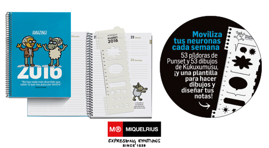 miquelrius_es's tweet photo. 2016 un año... AMAZING! 😁 Foto: #agenda 2016 @ePunset @kukuxumusu con frases de #ePunset + ilustraciones #Kukuxumusu https://t.co/AAUPkdX8Tn