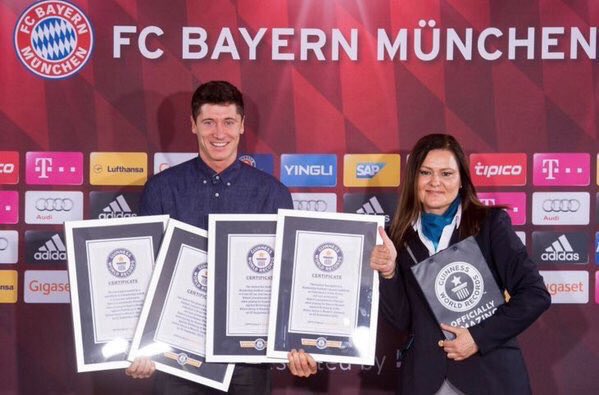 Guinness World Records:

Fastest hat-trick
Fastest 4 goals
Fastest 5 goals
Most goals by a sub

Robert Lewandowski!