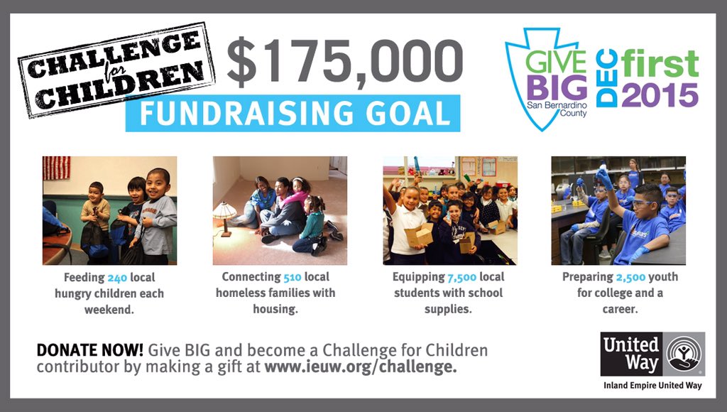 GregBradbard's tweet photo. #GiveBigSB to feed local hungry kids. Double your donation today!https://t.co/slO5bZFvEv @SBCVision @InlandEmpireUW https://t.co/gEvjJmndRF