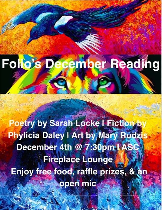 SCSUFolio's tweet photo. This Friday is our last reading of the semester and you definitely do not want to miss it! https://t.co/8oNi1hdlbW
