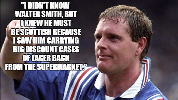 FunFootyQuote's tweet photo. Gazza on seeing his soon to be manager at Rangers while on holiday in Florida... https://t.co/M6ZTZWyK6q