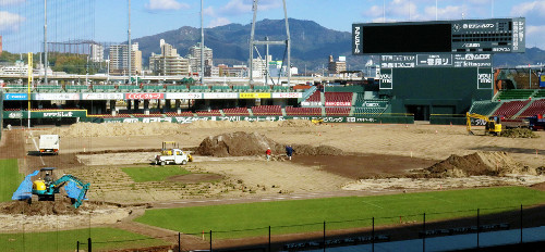 かーぷぶーん 朗報 天然芝に大量の蛾の卵があるらしく 今回の張り替えで 蛾の大量発生 が改善される可能性がある Carp 広島 マツダスタジアム 蛾の大量発生 対策 天然芝張り替え工事スタートhttps T Co Doen9nhzqx T