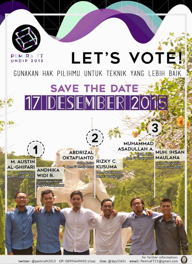 Berpartisipasi lah dalam rangkaian acara Pemira FT 2015 yang telah memasuki tahap kampanye.

#PemiraFT2015