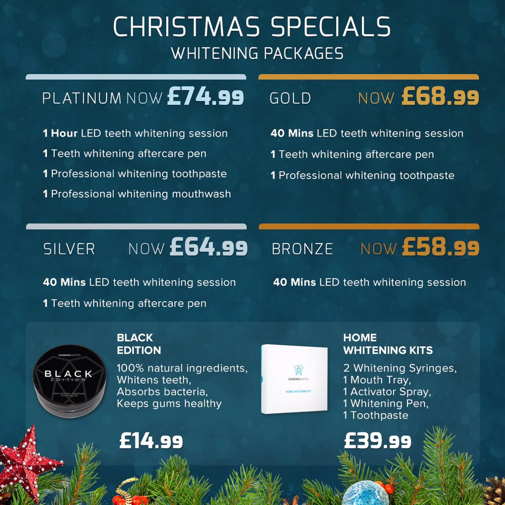 MoniquexMacklin's tweet photo. @diamondwhites1 have some great offers this Christmas! Don't forget to book in for your #diamondwhites smile! 💎🎄🎁 https://t.co/AYTMl2Yeju