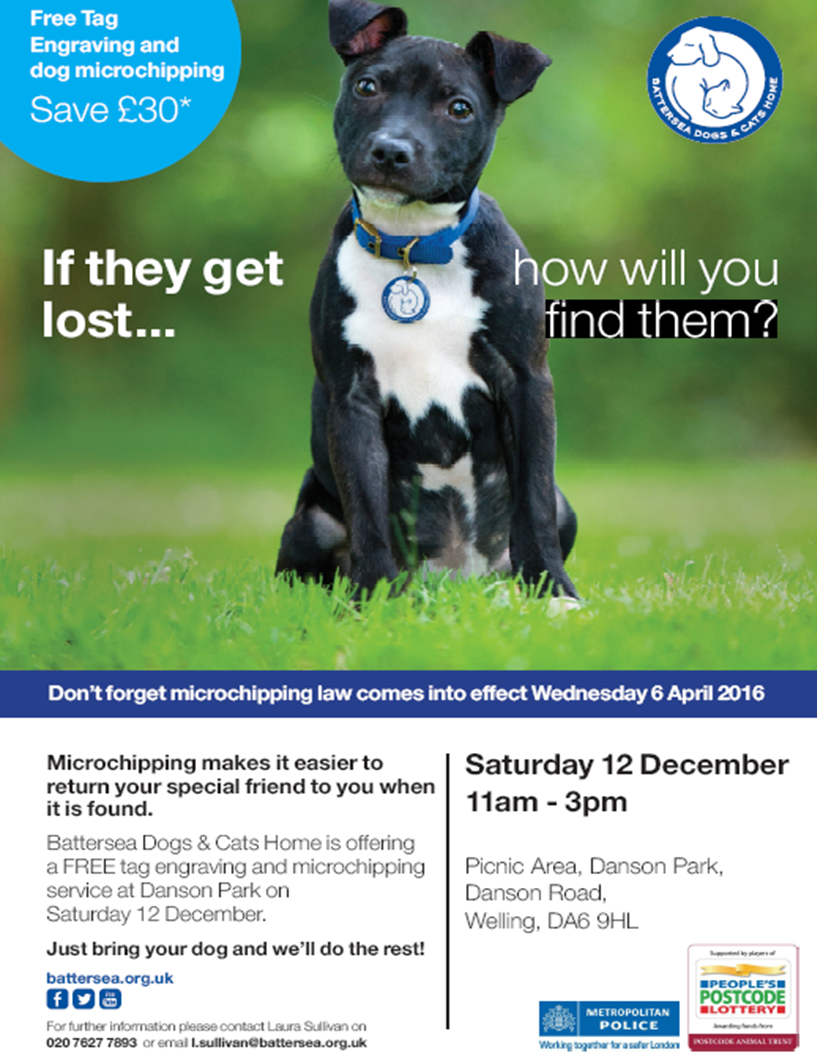 RT <a href="/mpsbexley/">Bexley MPS</a> Bring your dogs to Danson Park on the 12th for FREE Micro-Chipping <a href="/MPSWelling/">Welling , Blackfen & Blendon Policing Teams</a> @BDCH