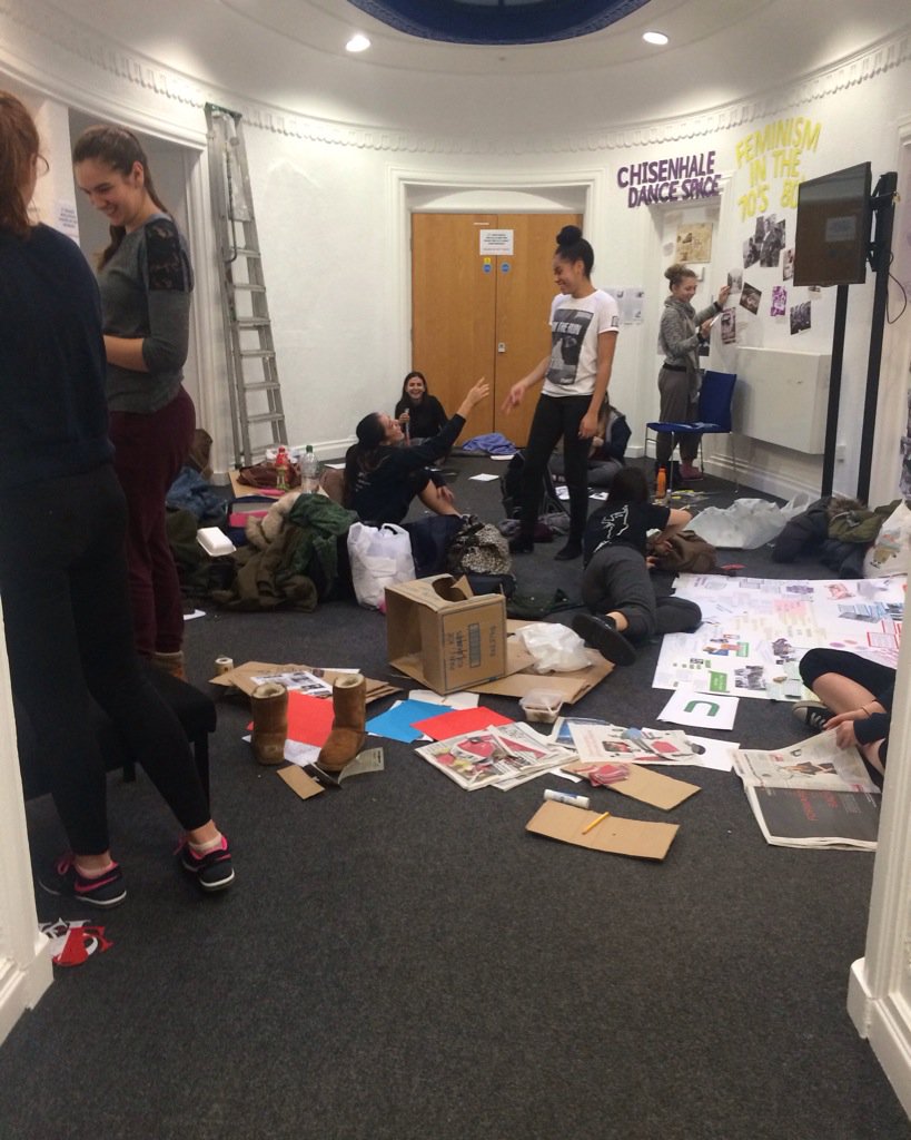 ForwardinM0tion's tweet image. Girls looking happy setting up the 'Shouting Out Loud' installation