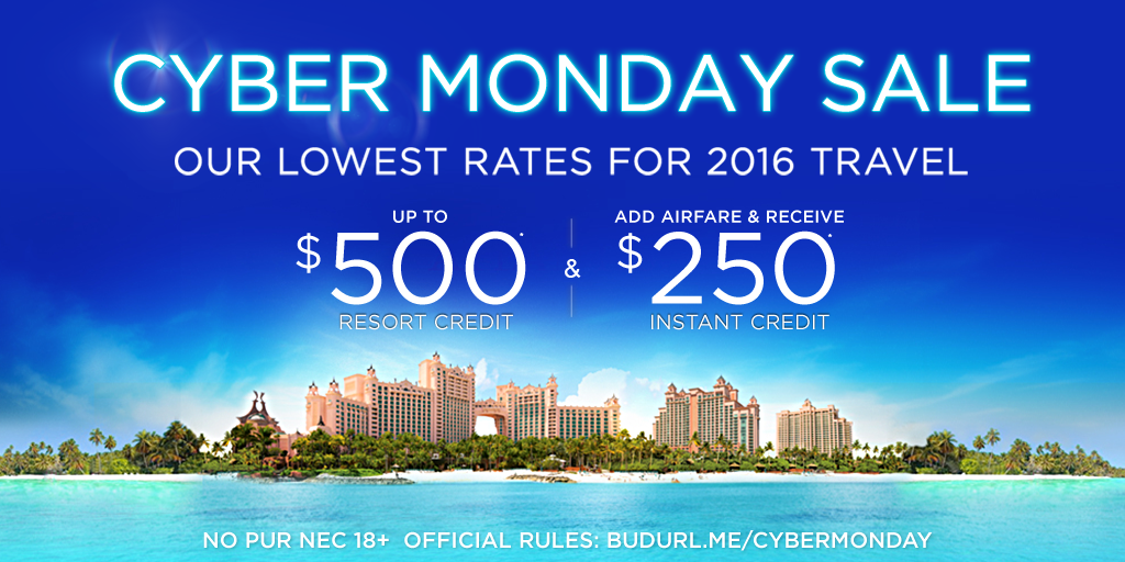 atlantisbahamas's tweet photo. The #AtlantisCyberMondaySweepstakes continues! RETWEET for your chance to #win a trip! https://t.co/lZj2CoVDJW https://t.co/1BRx9kOFqA