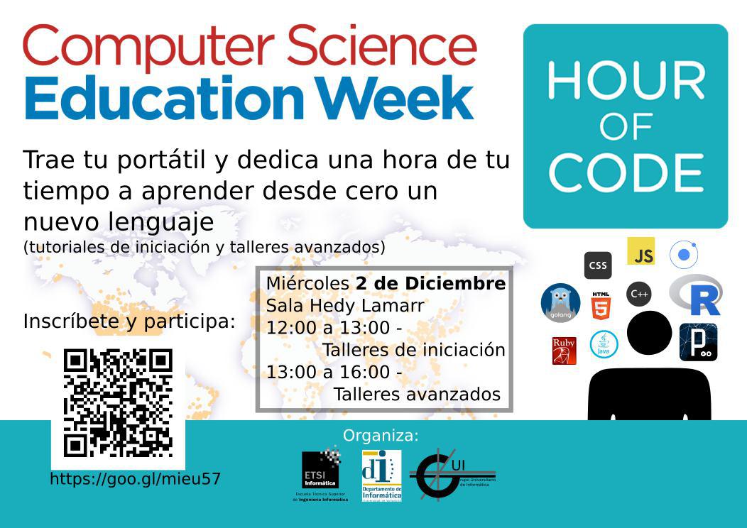 DelAlumInforUva's tweet photo. Para los rezagados: aún hay tiempo para apuntarse al #HourOfCode de mañana en la @ETSIIUVa https://t.co/cEZTN5J4nV https://t.co/P7oUxla2pJ