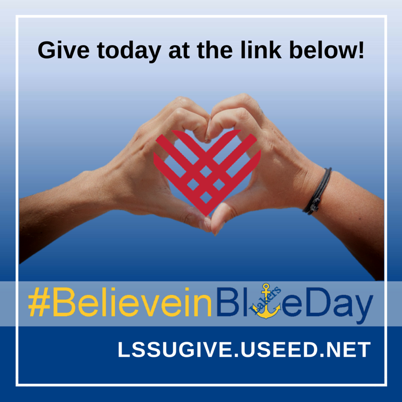 LSSUFoundation's tweet photo. We're all about participating today! #BelieveinBlueDay #LSSU https://t.co/KfceUGAG4e